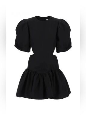 MSGM Black Balloon Sleeve Cut Out Mini Dress